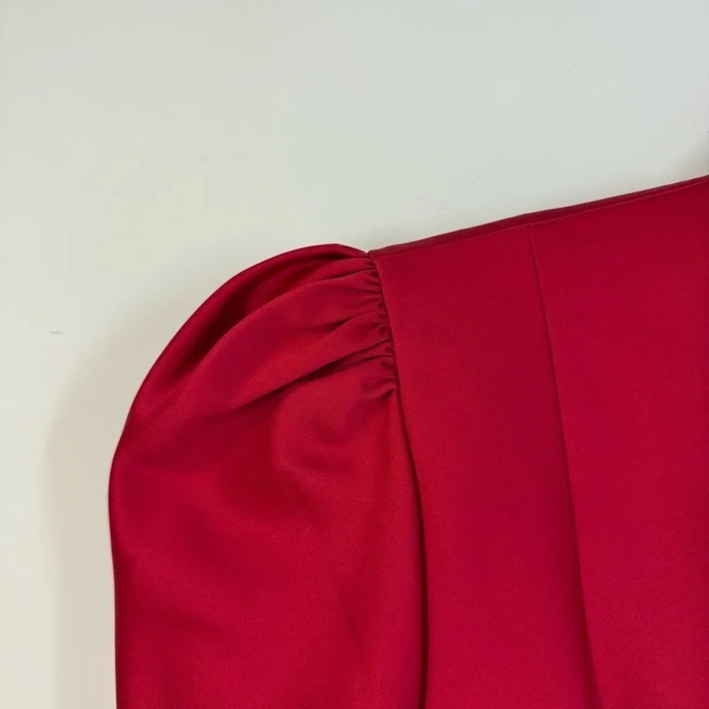 Vintage Frank Usher Red Office Core UK 38 Suit Skirt Set Blazer Pencil Skirt
